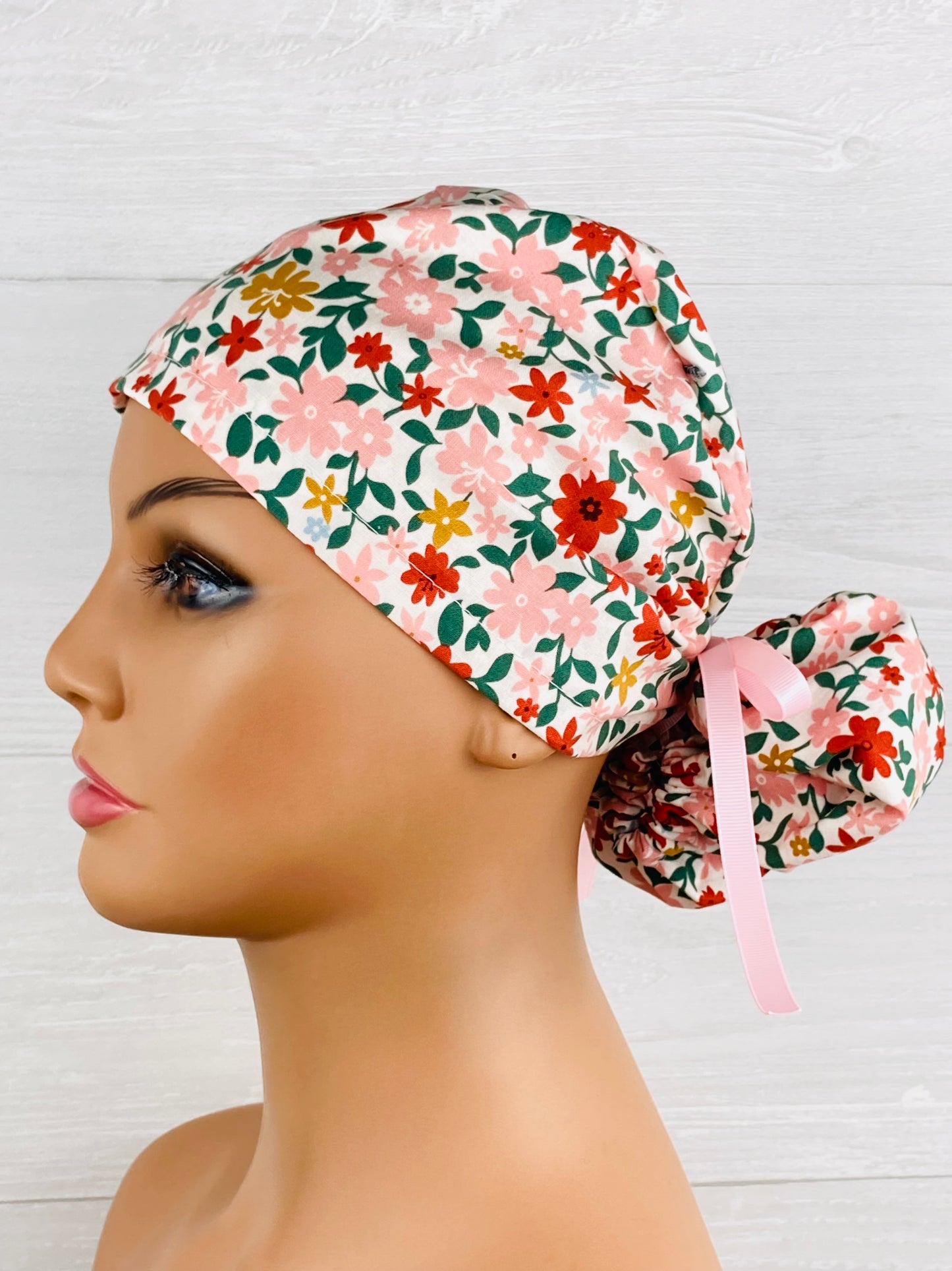 Cottage Floral Ponytail Hat