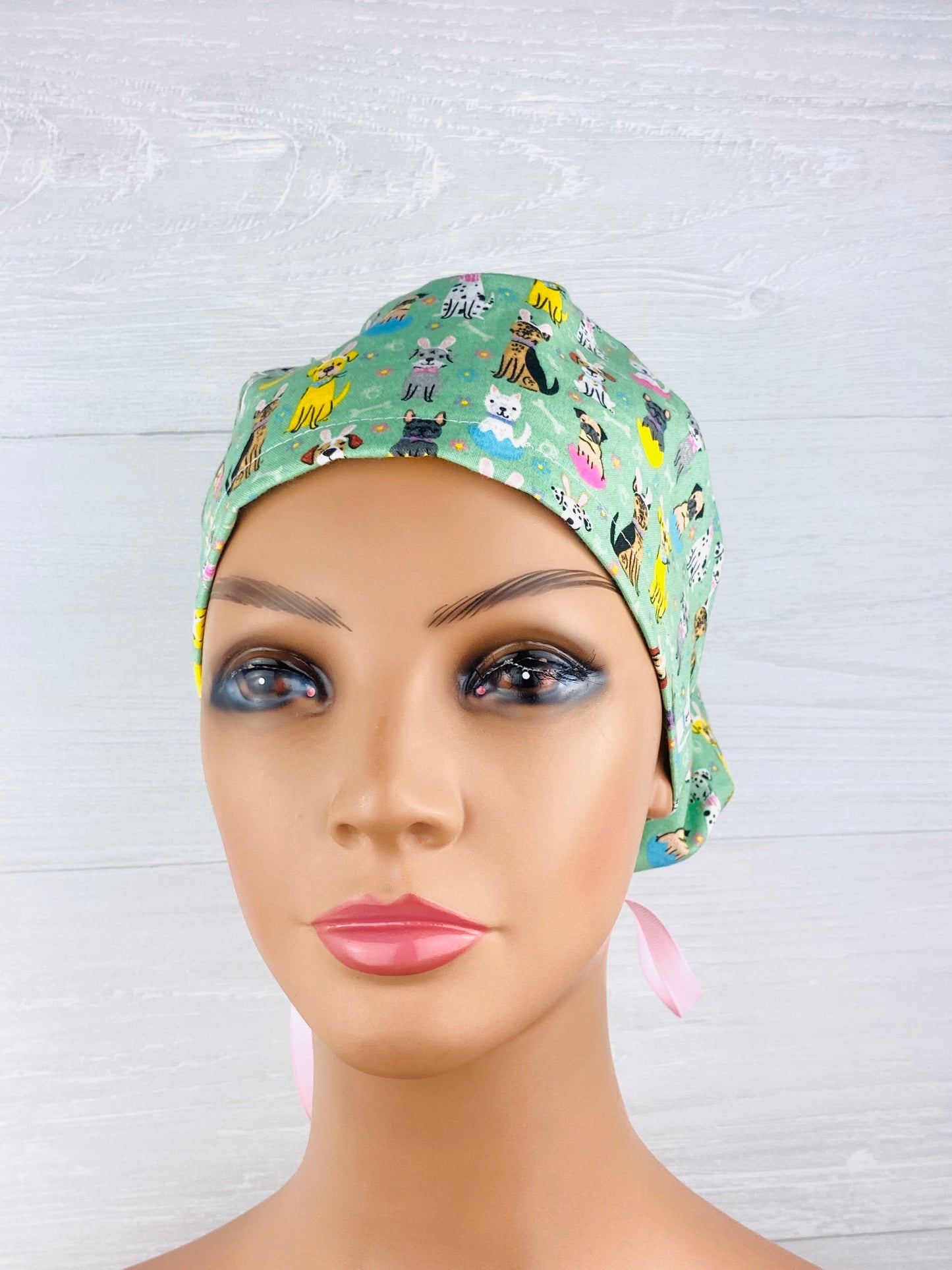 Easter Dogs on Blue Women's Tieback Hat