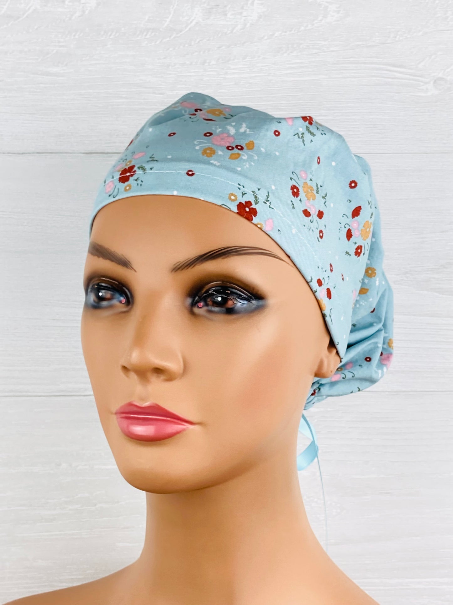 Dust Blue Floral Women's Tieback Hat