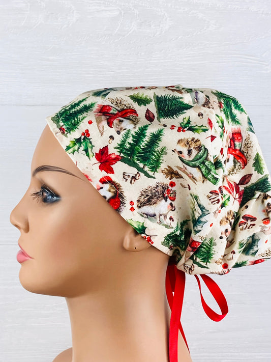 Christmas Hedgehogs Women's Tieback Hat