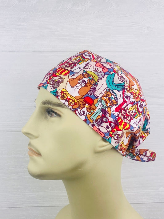 Hipster Dog Men’s Scrub Hat