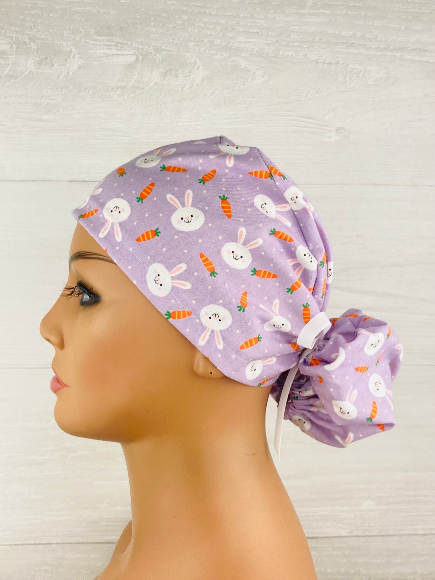 Easter Bunnies and Carrots Ponytail Hat