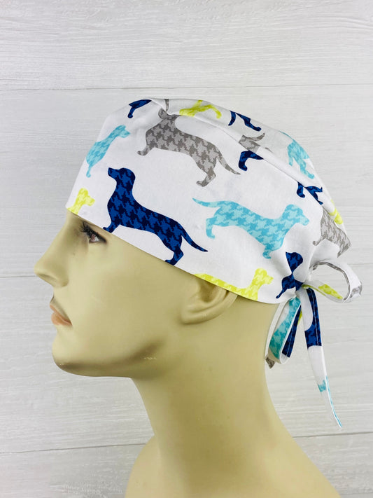 Argyle Dachshunds Men's Scrub Hat