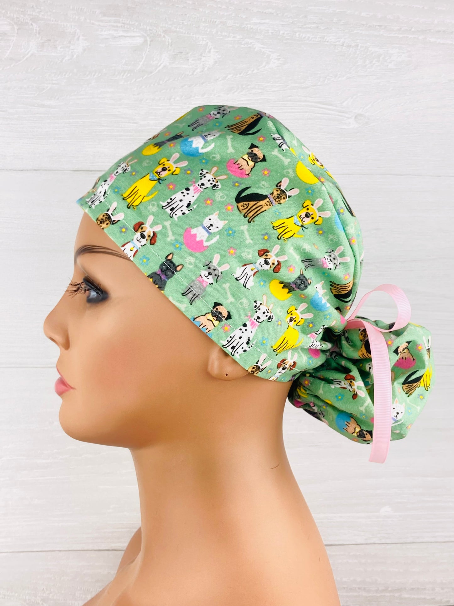 Easter Dogs on Blue Ponytail Hat