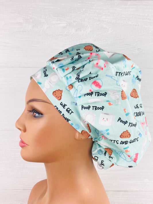 Poop Troop Bouffant Scrub Cap Endoscopy Hat endoscopy scrub cap handmade in USA premium cotton operating room cap