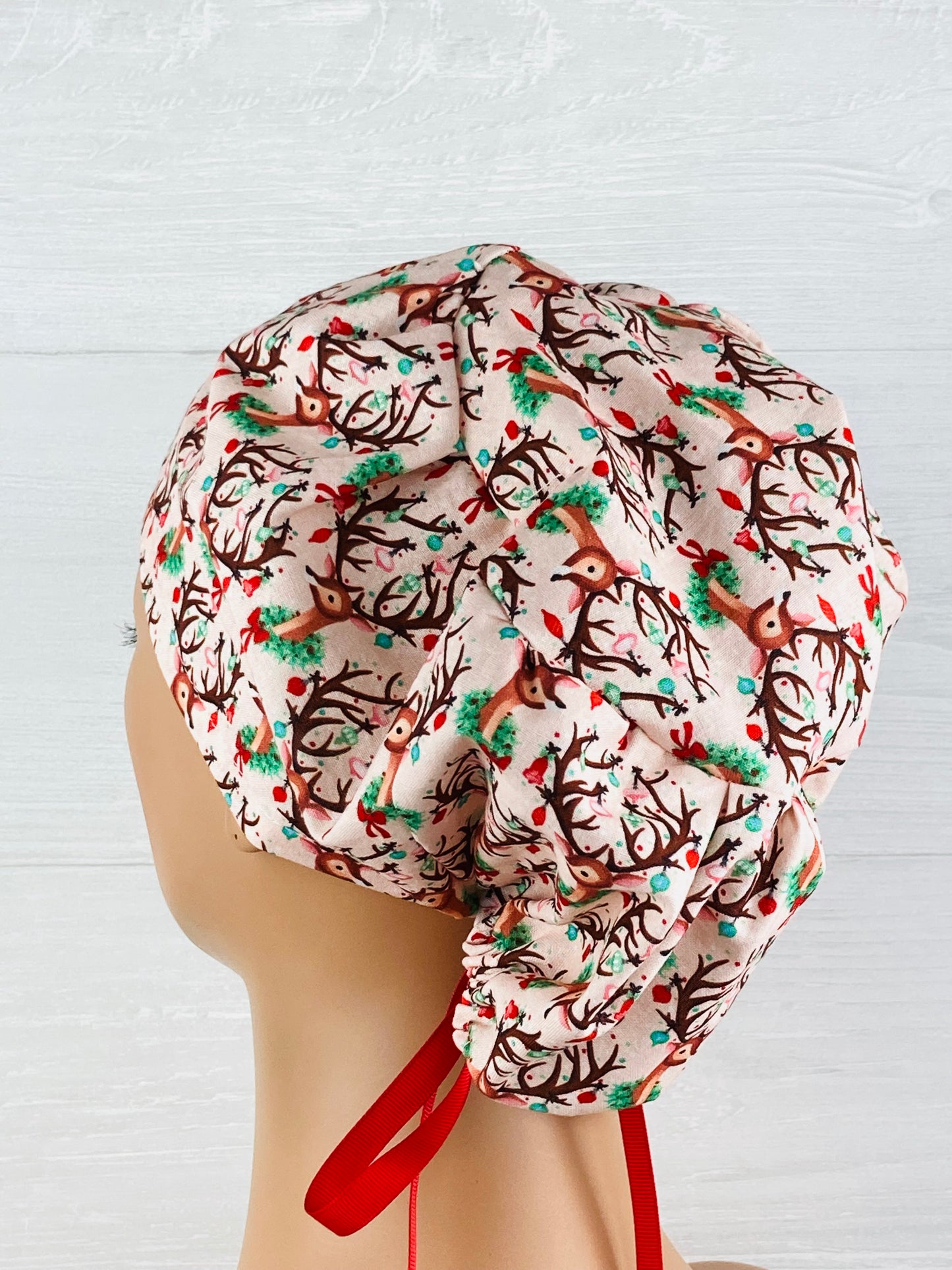 Reindeer on Pink Women's Tieback Hat