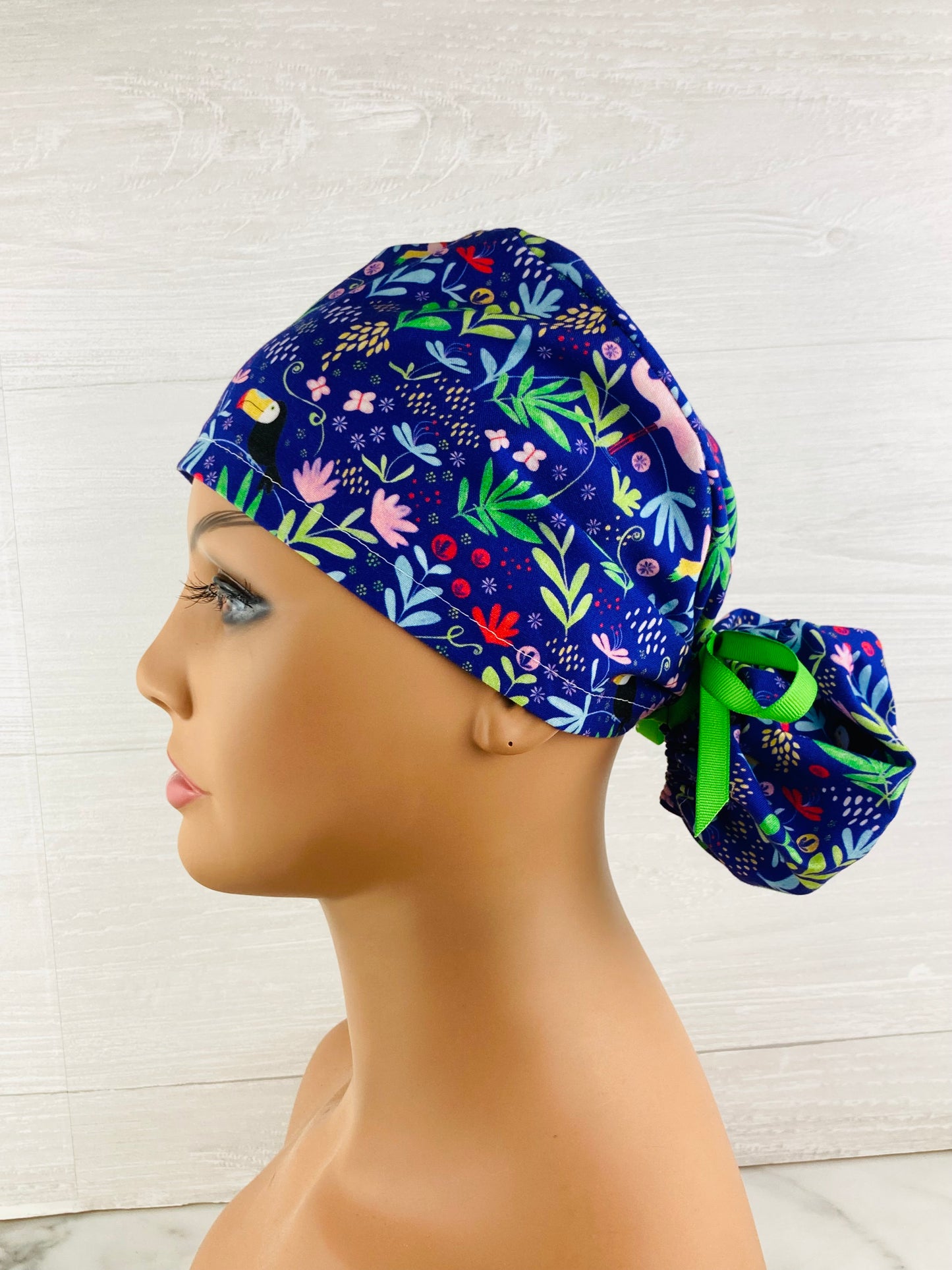 Tropical Birds Ponytail Hat
