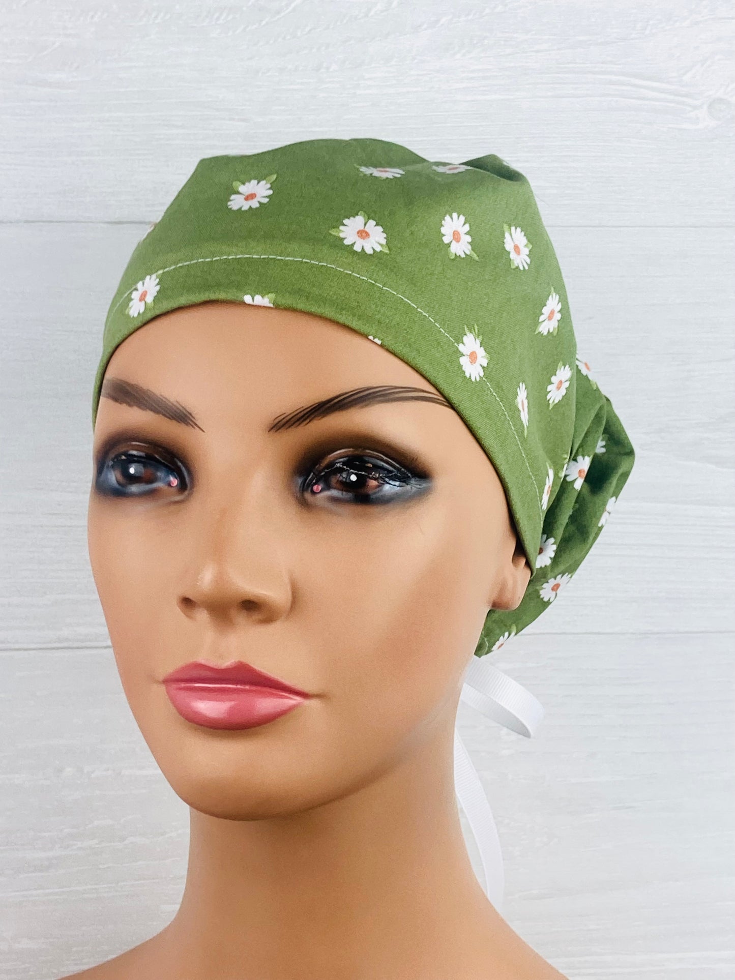 Daisies on Olive Women's Tieback Hat
