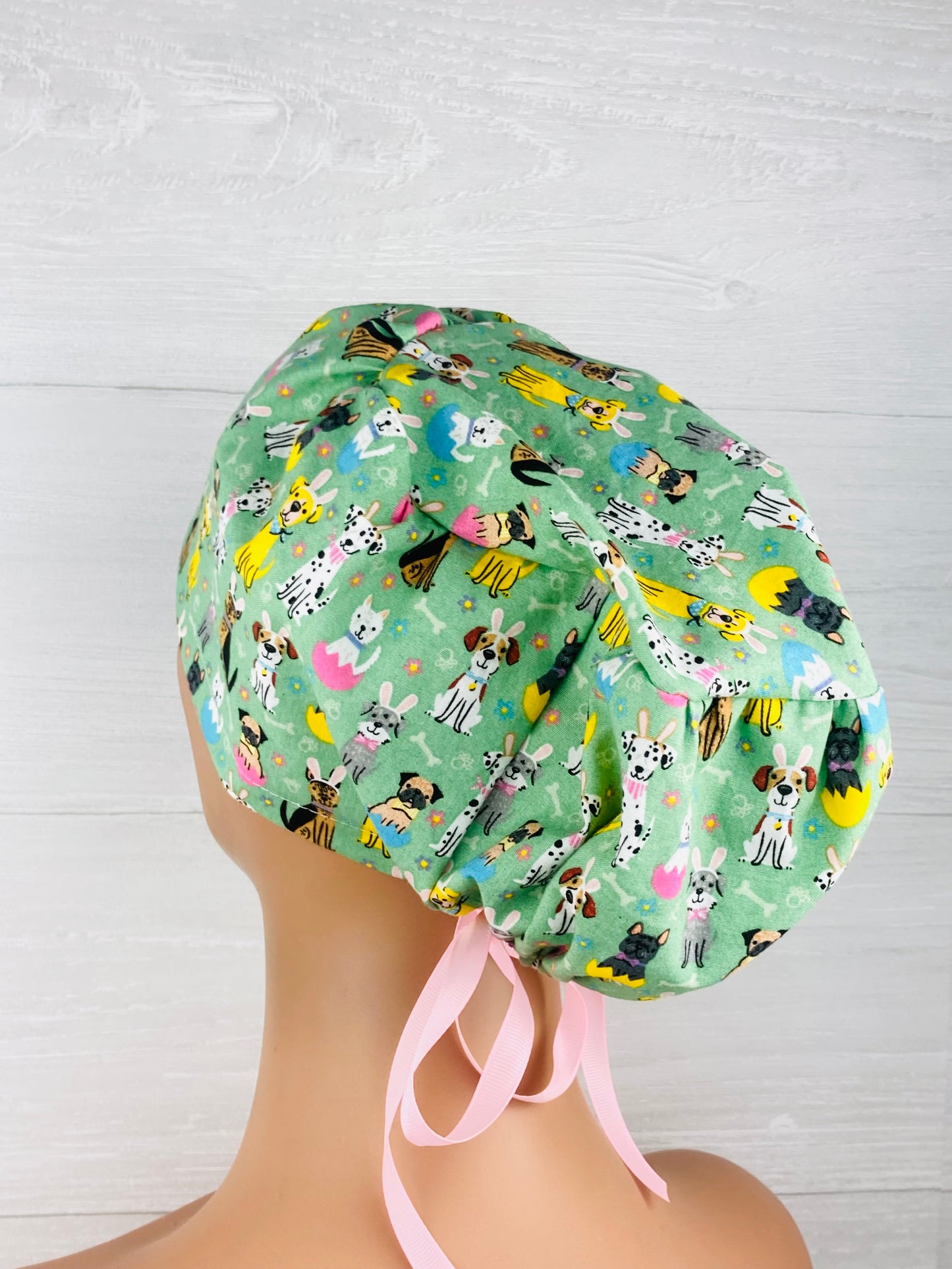 Easter Dogs on Blue Women's Tieback Hat