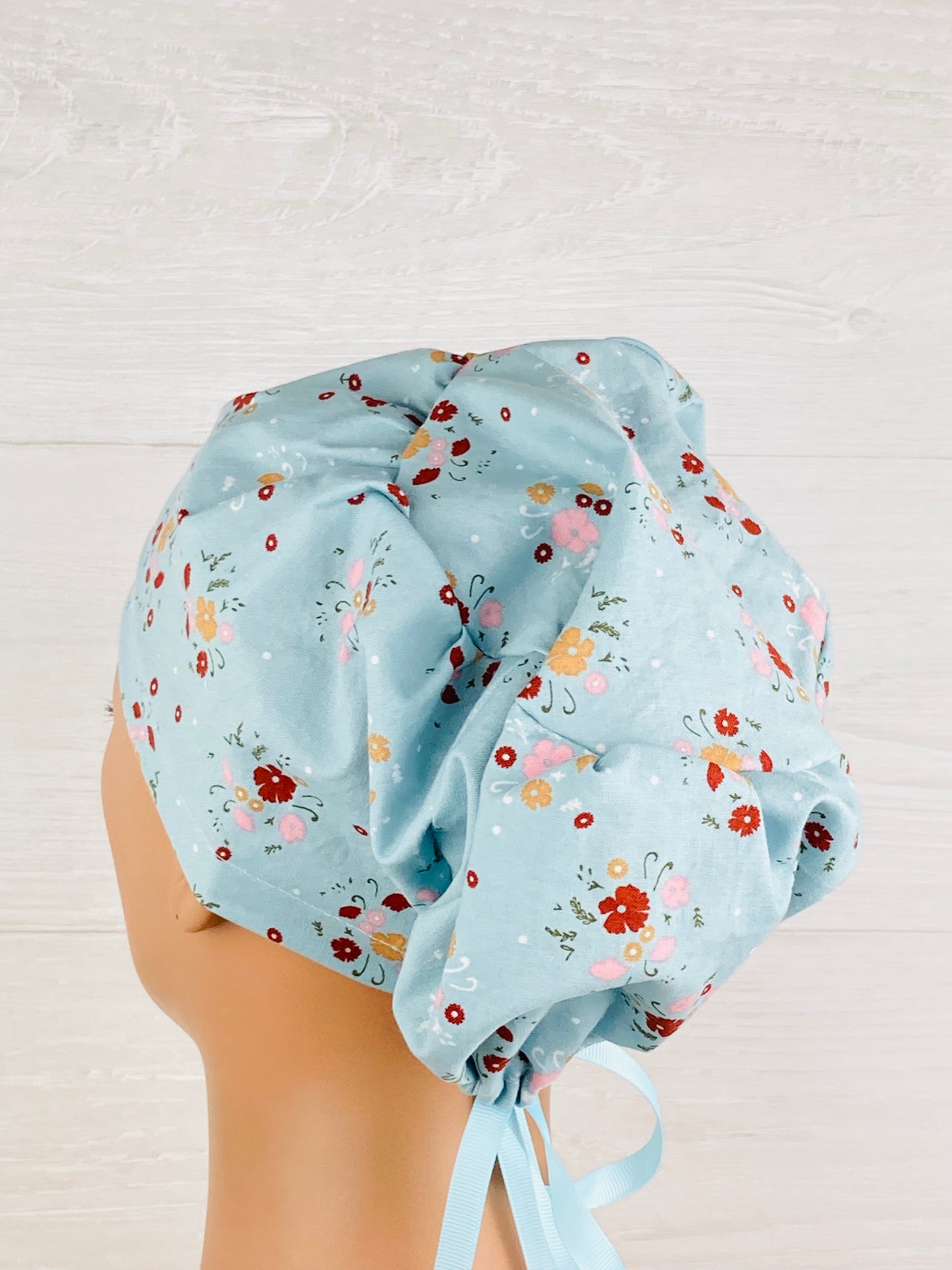 Dust Blue Floral Women's Tieback Hat