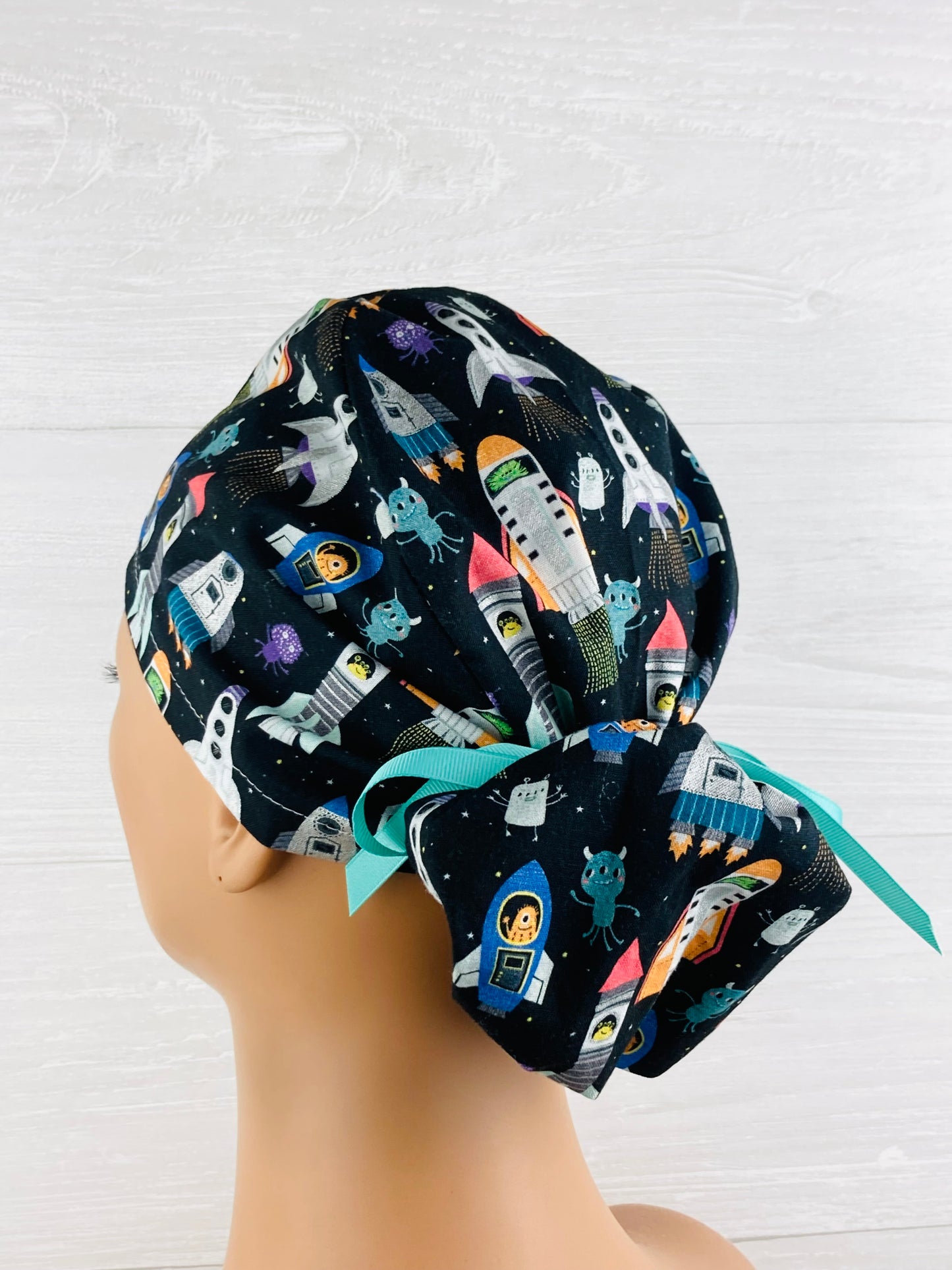 Aliens and Rockets Ponytail Hat