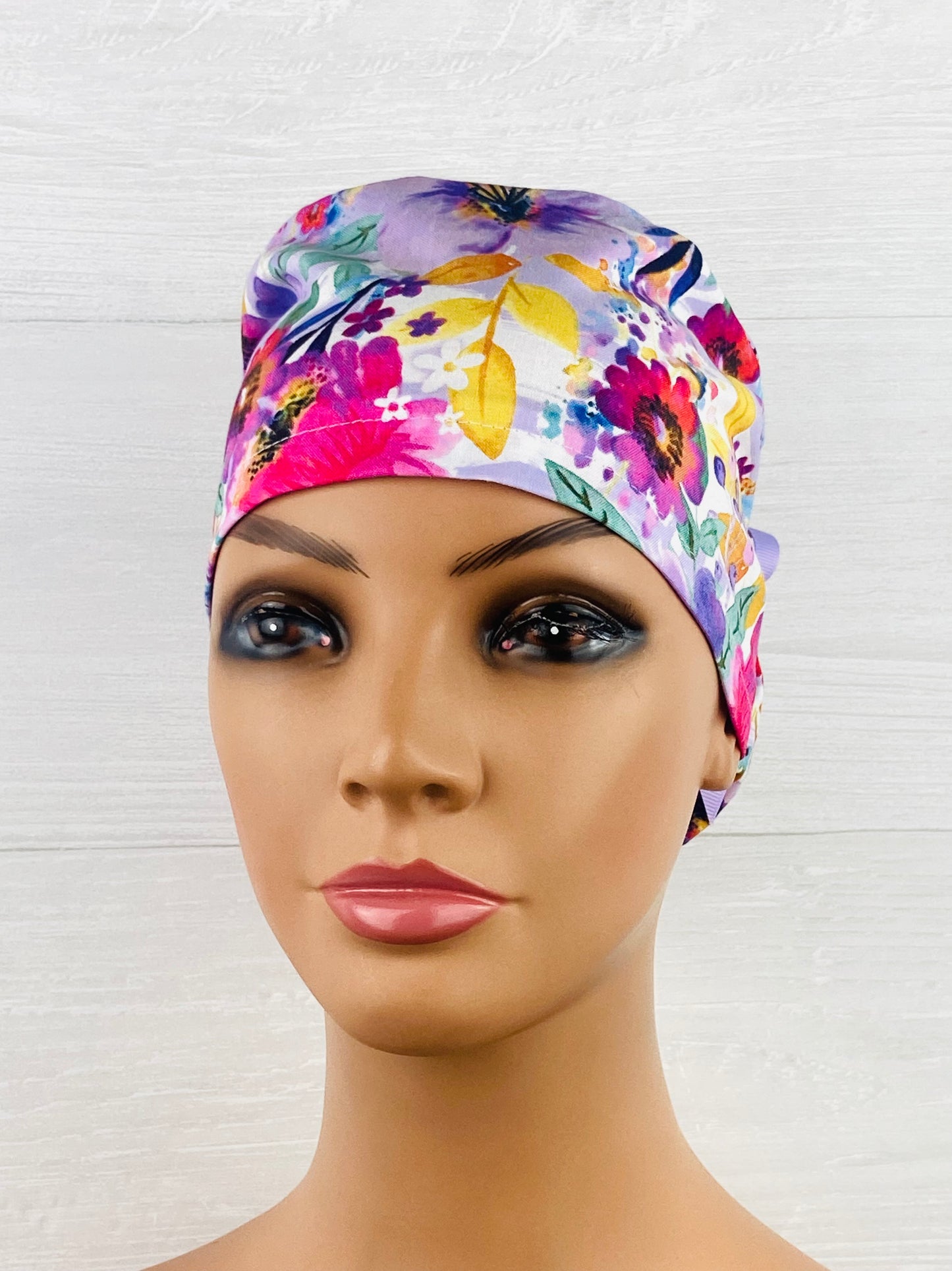 Pink and Purple Floral Ponytail Hat