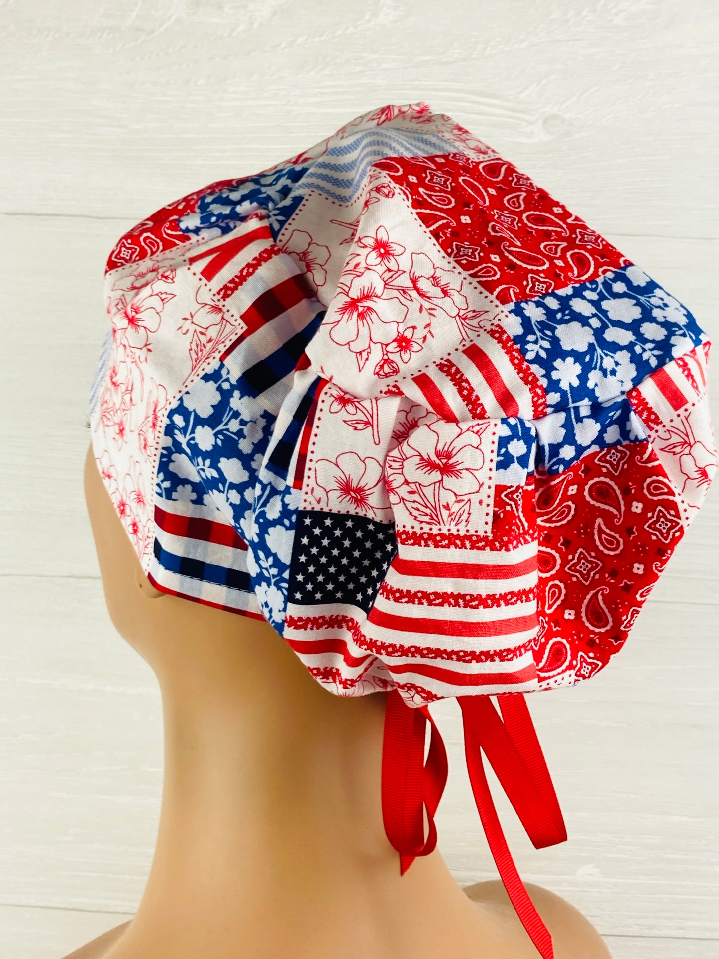 Patriotic Quilted Women's Tieback Hat