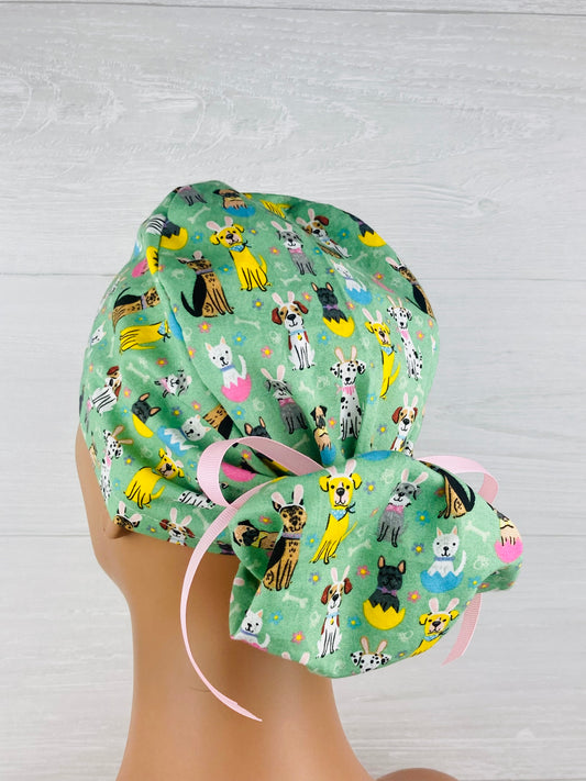 Easter Dogs on Blue Ponytail Hat