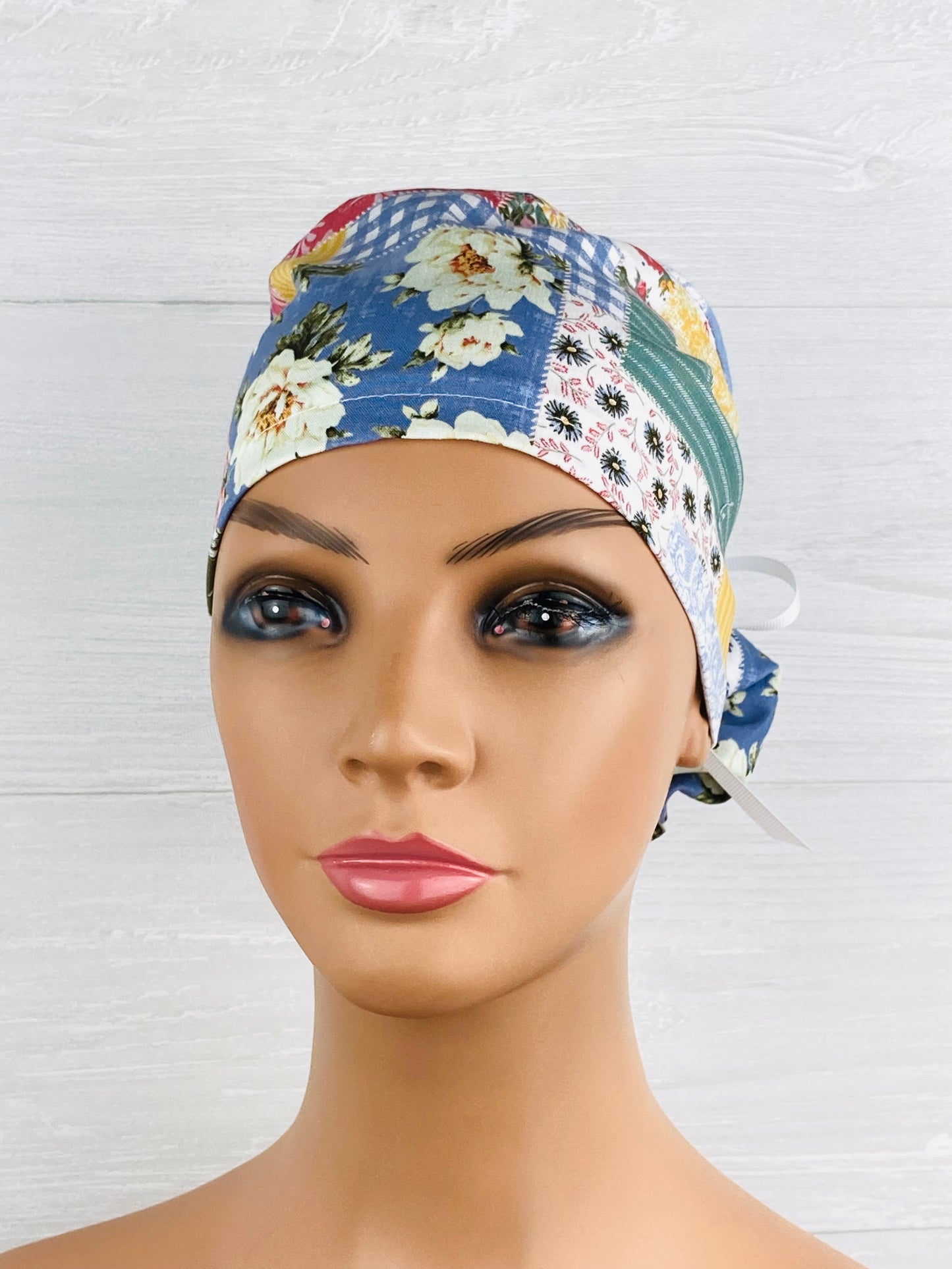 Boho Patch Floral Ponytail Hat