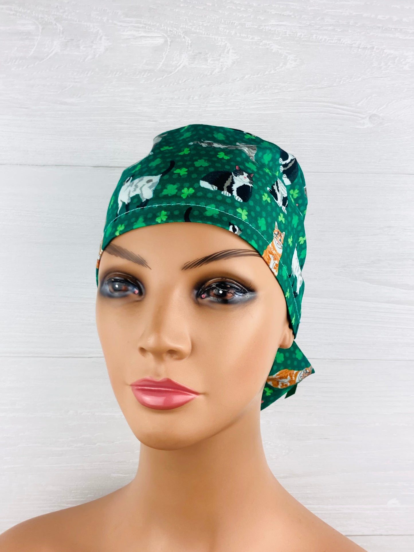 St Patricks's Day Cats and Clovers Ponytail Hat