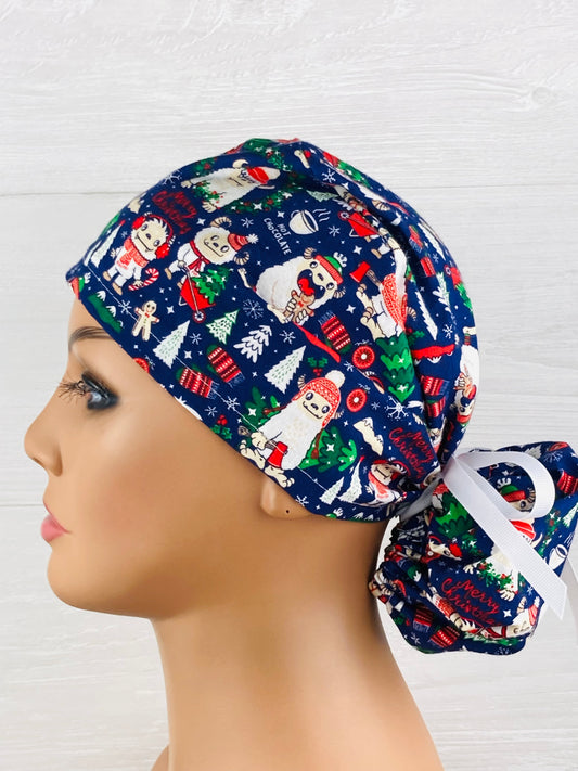 Christmas Yetis Ponytail Hat