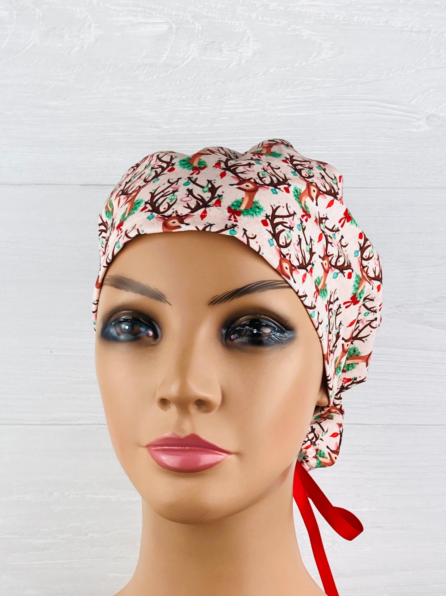 Reindeer on Pink Women's Tieback Hat