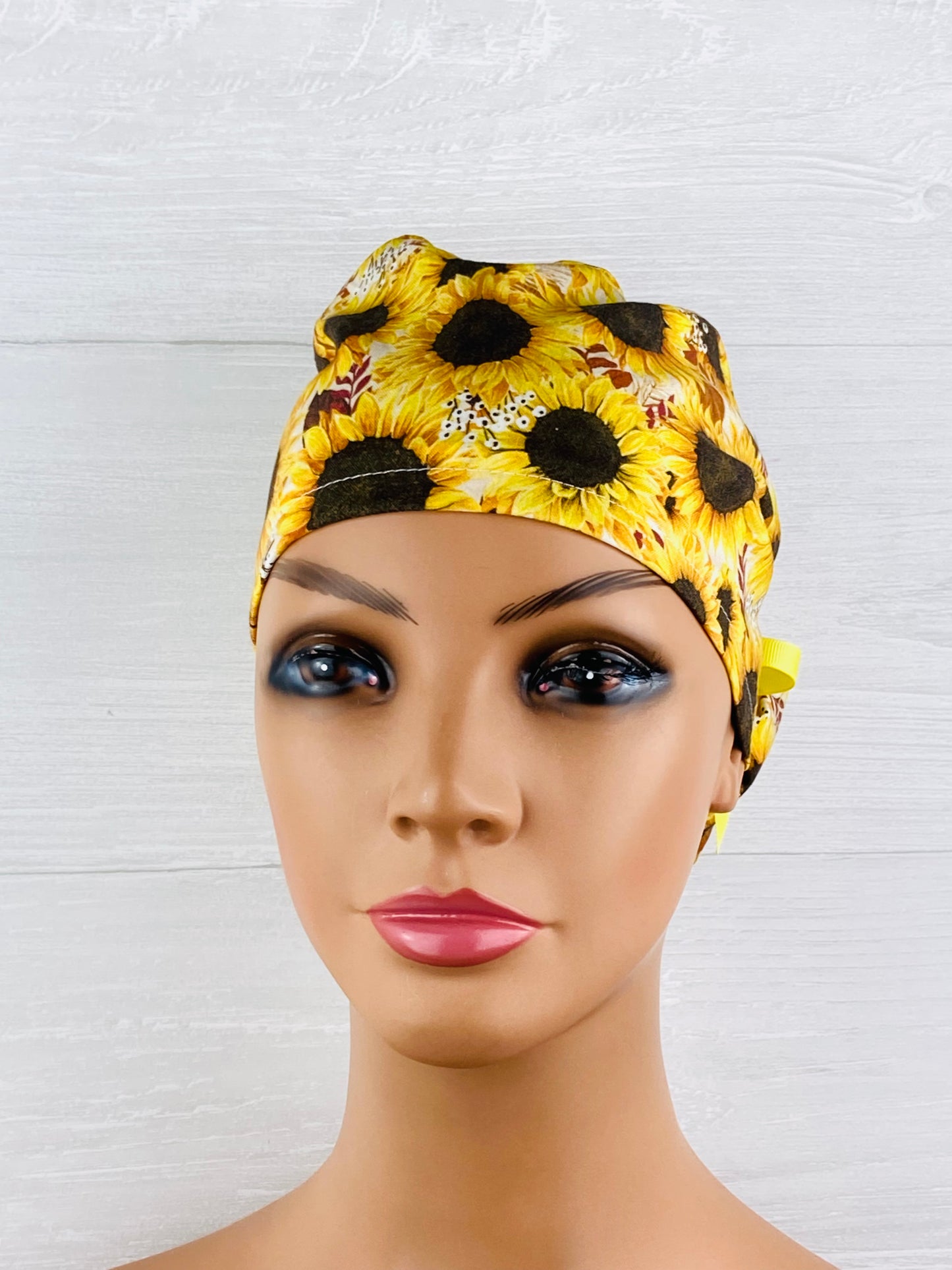 Autumn Sunflowers Ponytail Scrub Hat