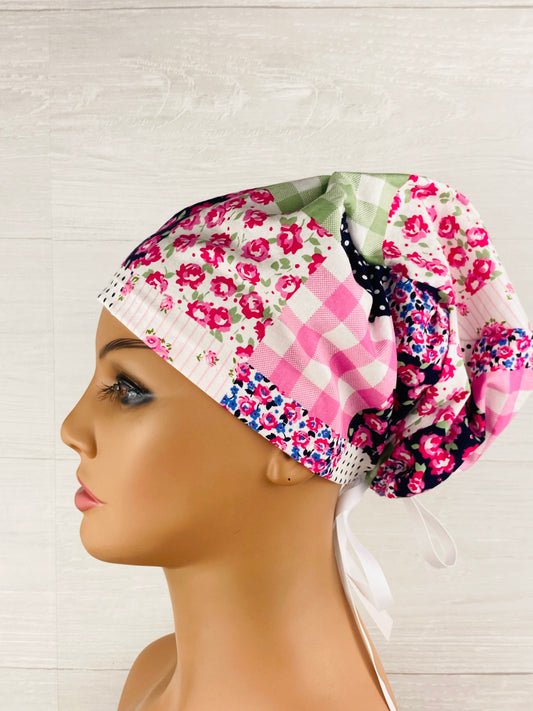 Purple Patchwork Floral Women's Tieback Hat