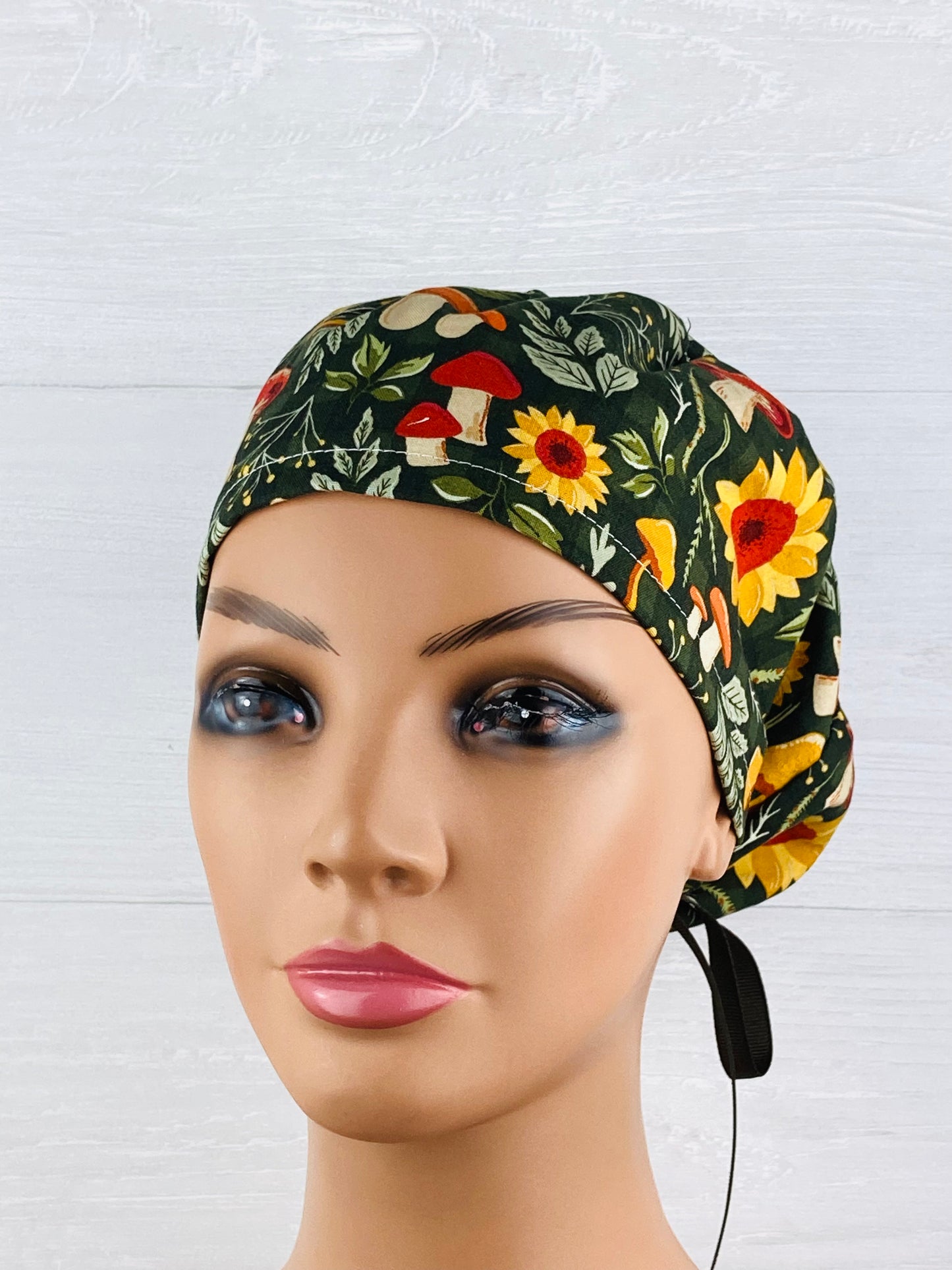 Mushrooms and Sunflowers Women's Tieback Hat