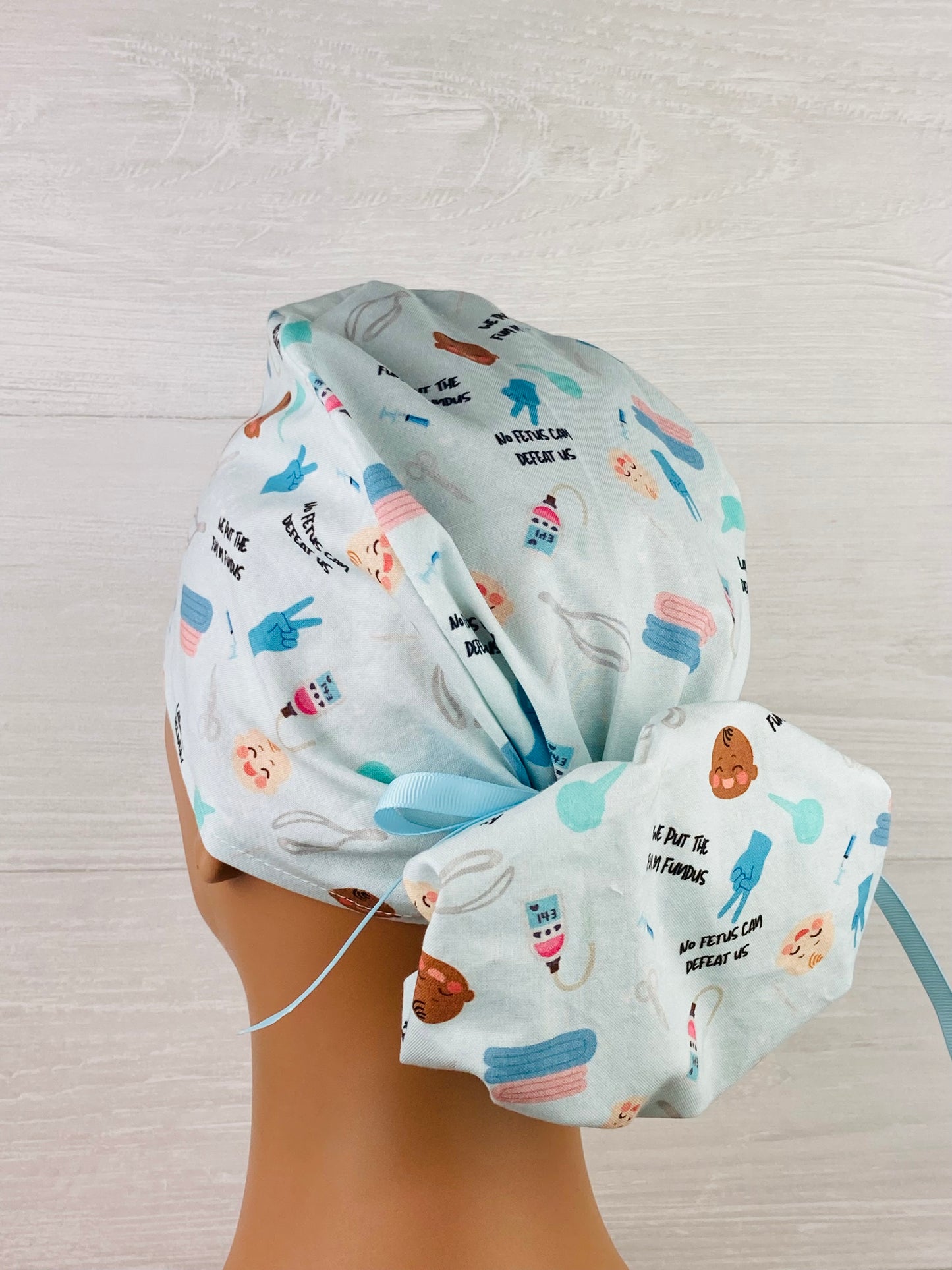 No Fetus Can Defeat Us Ponytail Scrub Cap