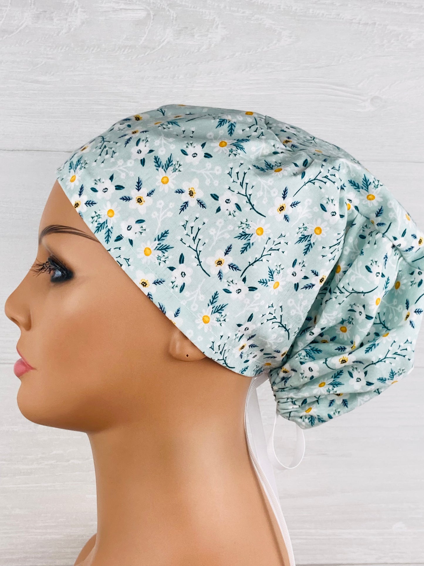 Mint Daisy Floral Women's Tieback Hat