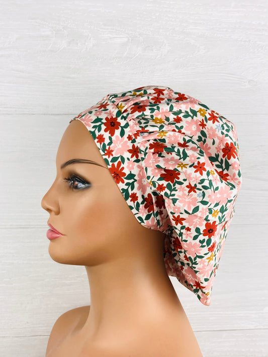 Cottage Floral Bouffant Scrub Cap