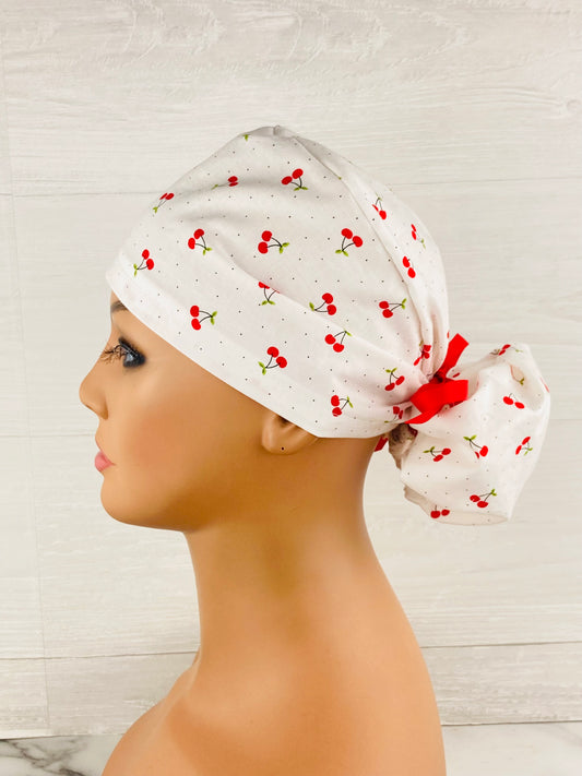 Cherry Dot Ponytail Hat