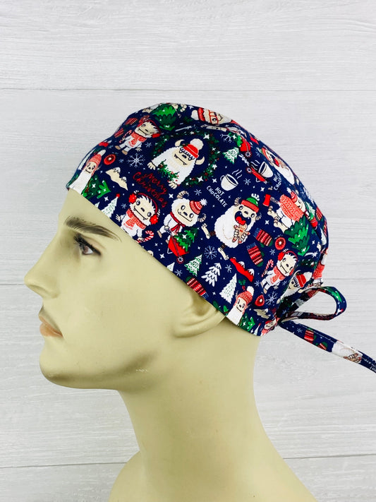 Christmas Yeti Men's Scrub Hat