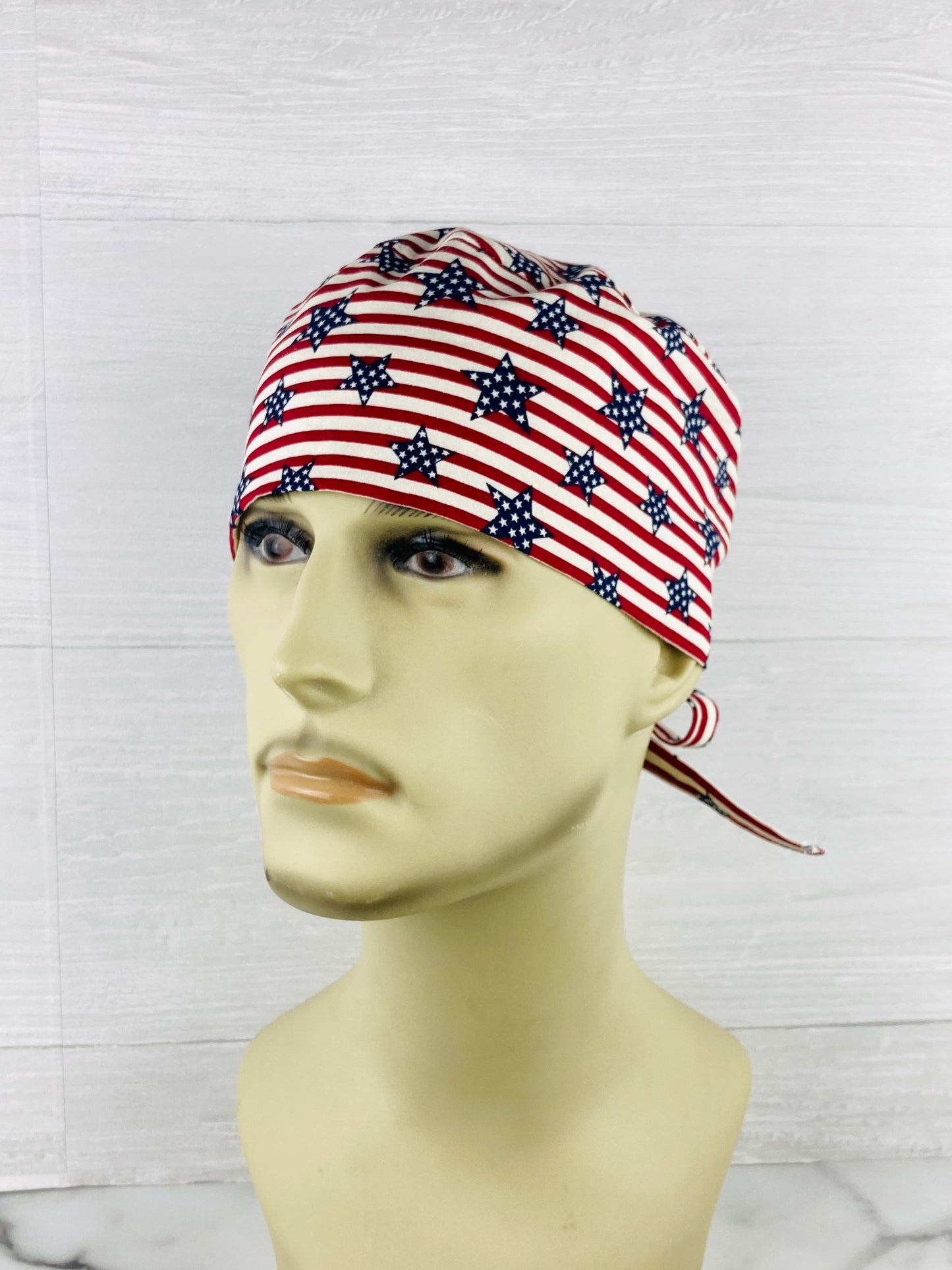 Patriotic Stars and Stripes Men's Scrub Hat