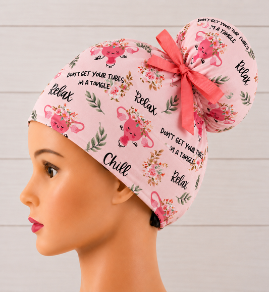 Don't Get Your Tubes In A Tangle Gynecology High Bun Scrub Cap - Chic2Surgery