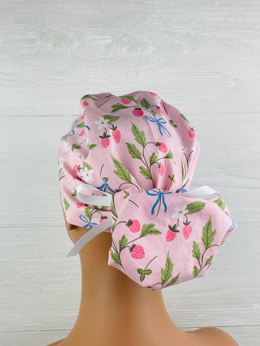 Strawberry Floral Bow Ponytail Hat