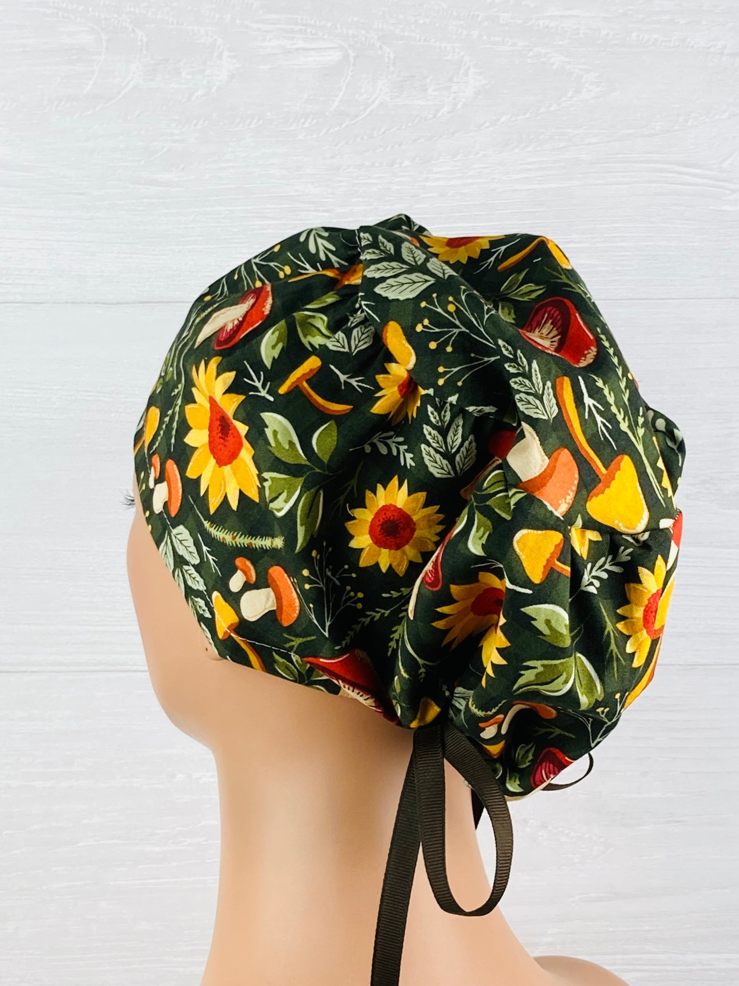 Mushrooms and Sunflowers Women's Tieback Hat