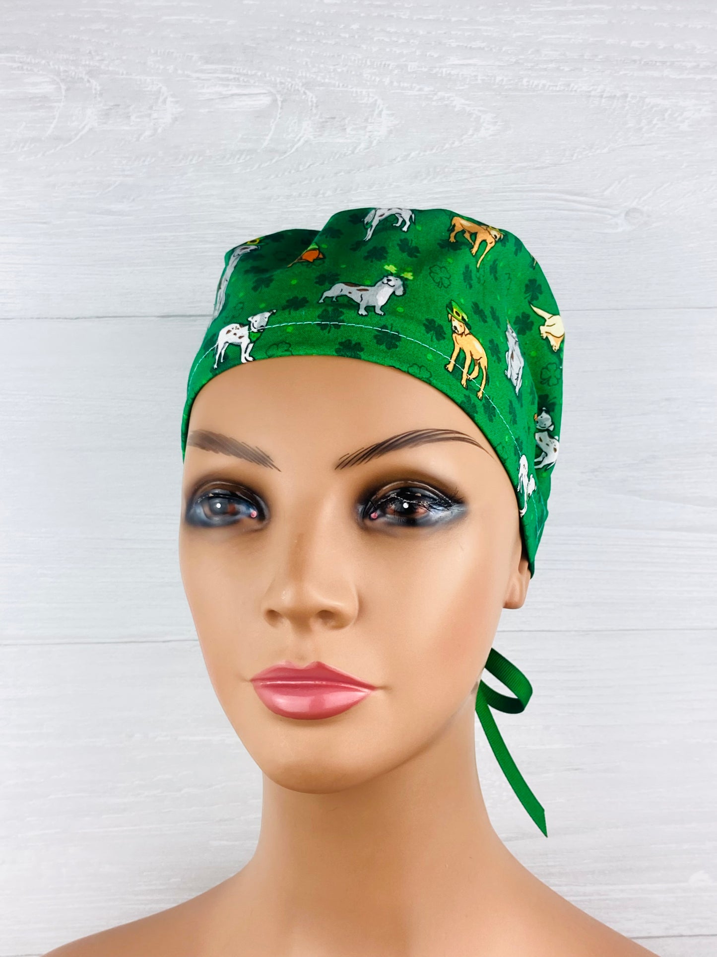 St Patricks's Day Dogs with Hats Women's Tieback Hat