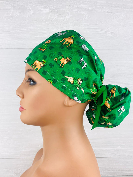 St Patricks's Day Dogs and Hats Ponytail Hat