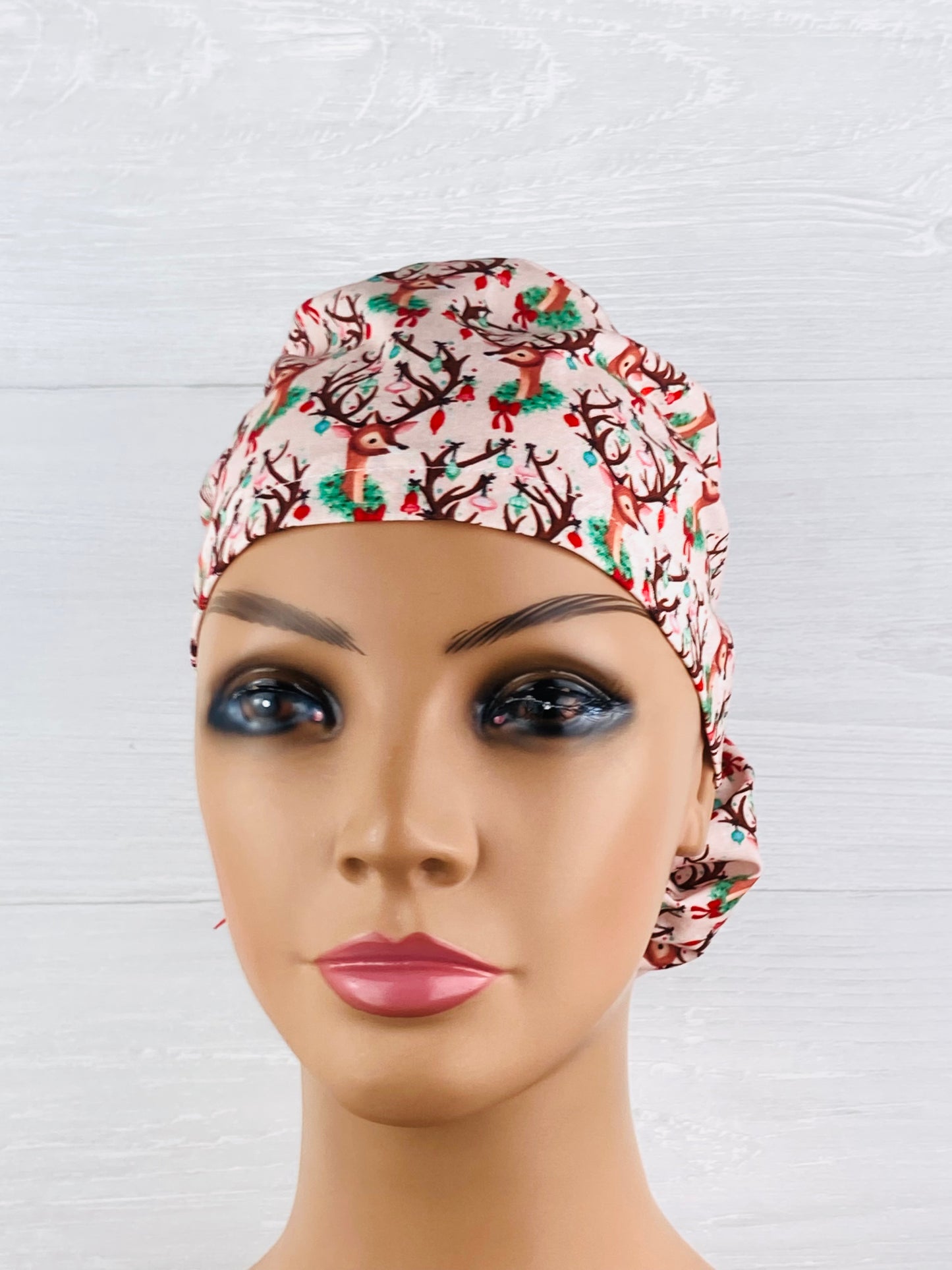 Reindeer on Pink Ponytail Hat