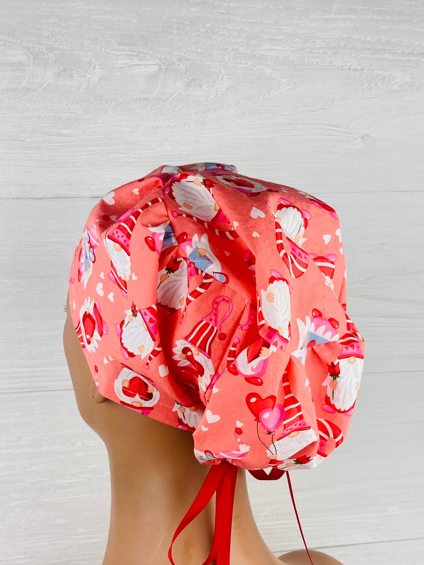 Valentines Gnomes on Coral Womens Tieback Hat