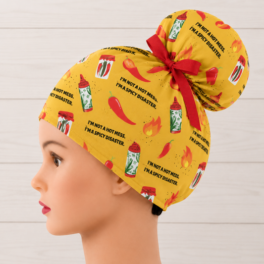 I'm Not A Hot Mess, I'm A Spicey Disaster High Bun Scrub Cap - Chic2Surgery