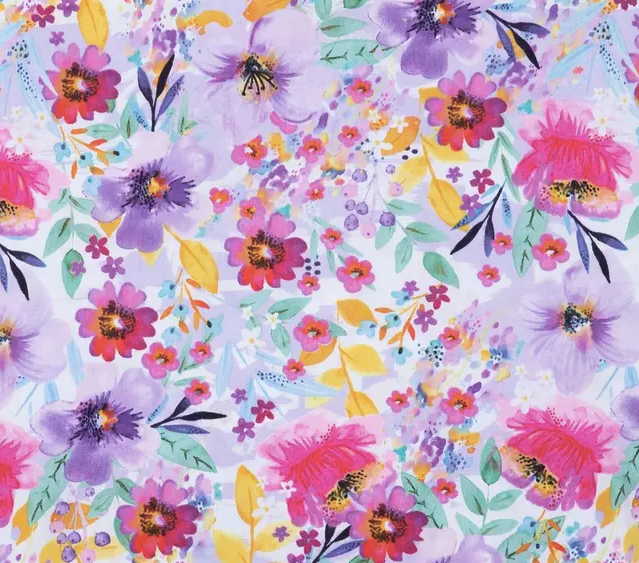 Pink and Purple Floral Bouffant Scrub Cap