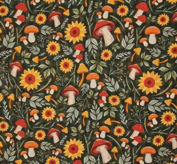 Mushrooms and Sunflowers Women's Tieback Hat