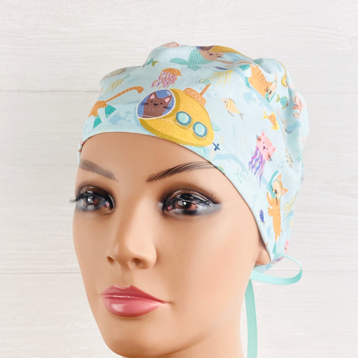Aqua Kitties Women's Tieback Hat