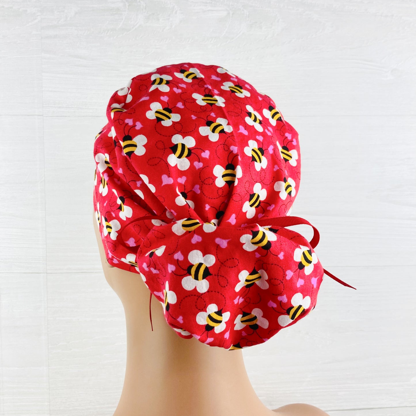 Bees and Hearts Ponytail Hat
