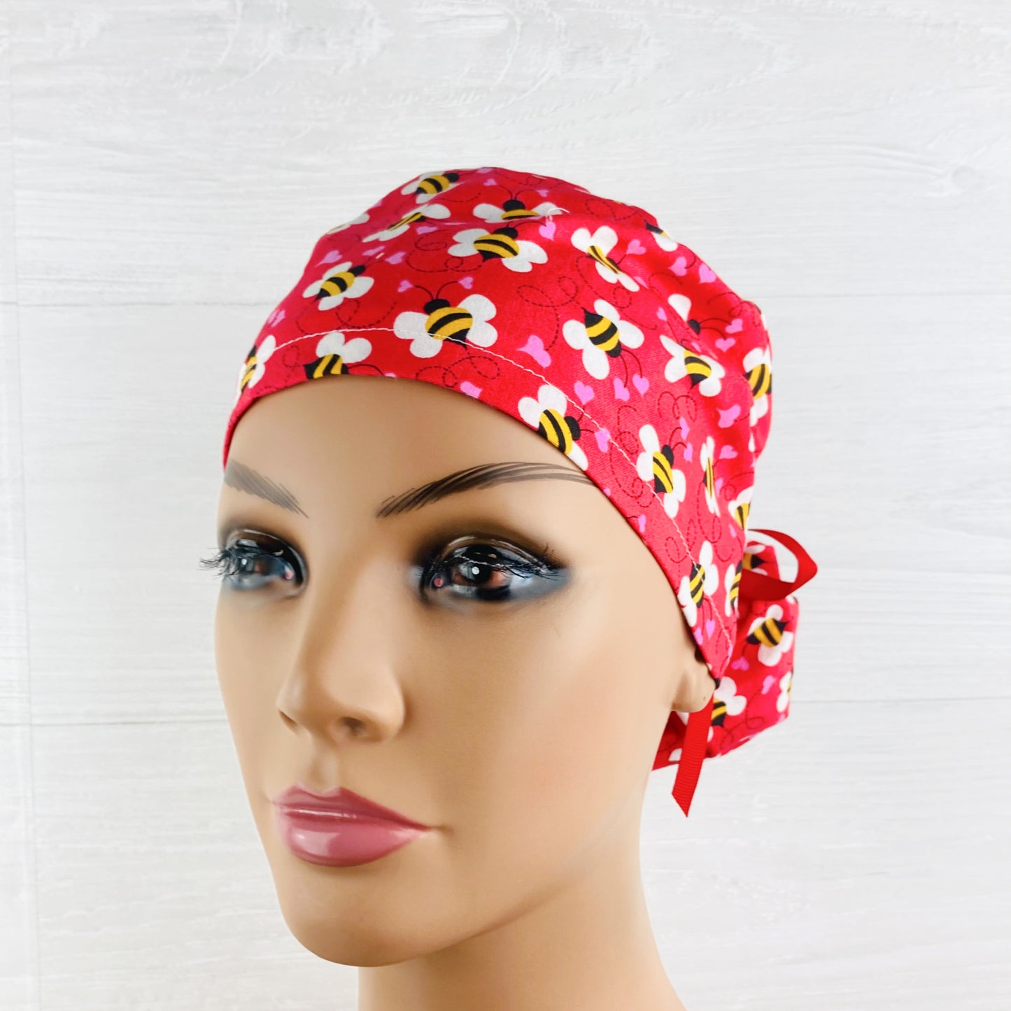 Bees and Hearts Ponytail Hat