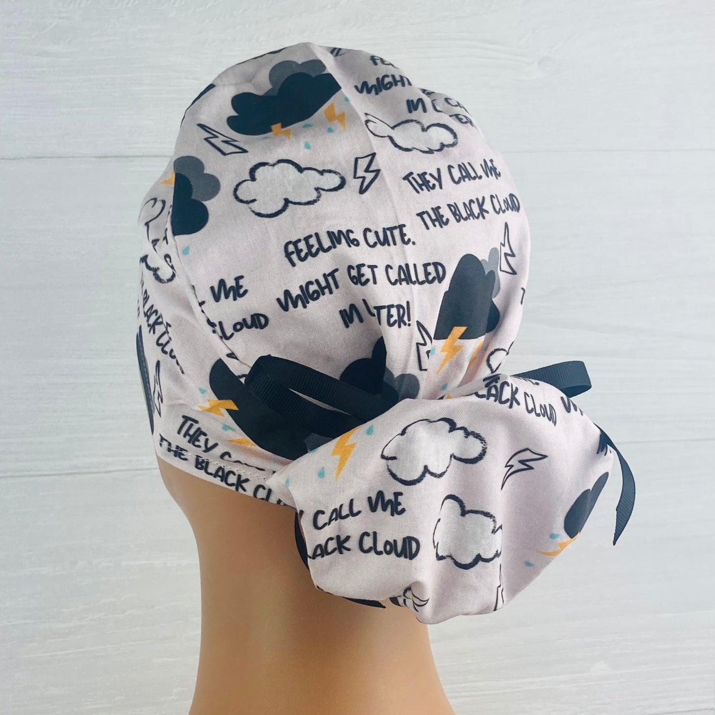 Black Cloud Ponytail Scrub Hat