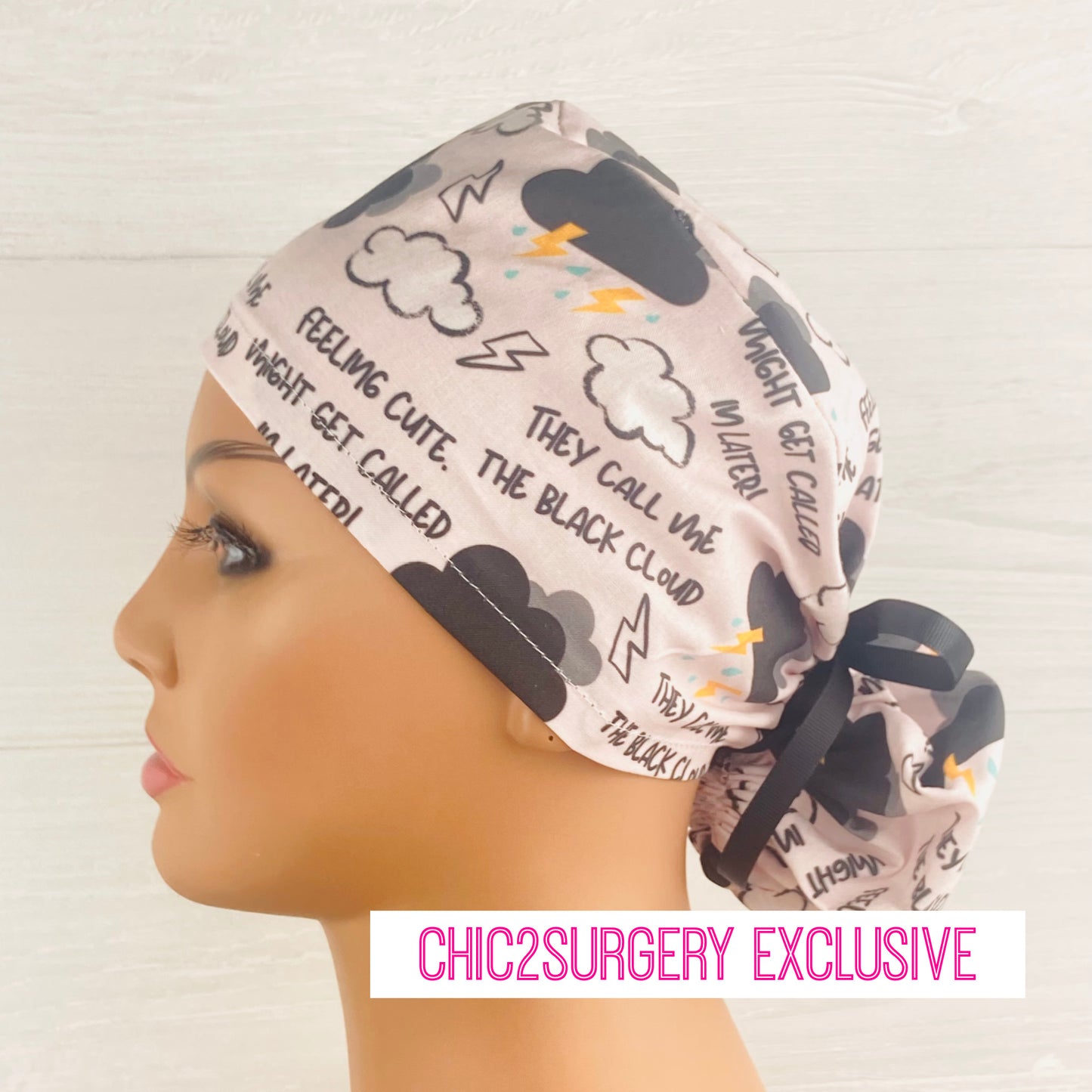 Black Cloud Ponytail Scrub Hat