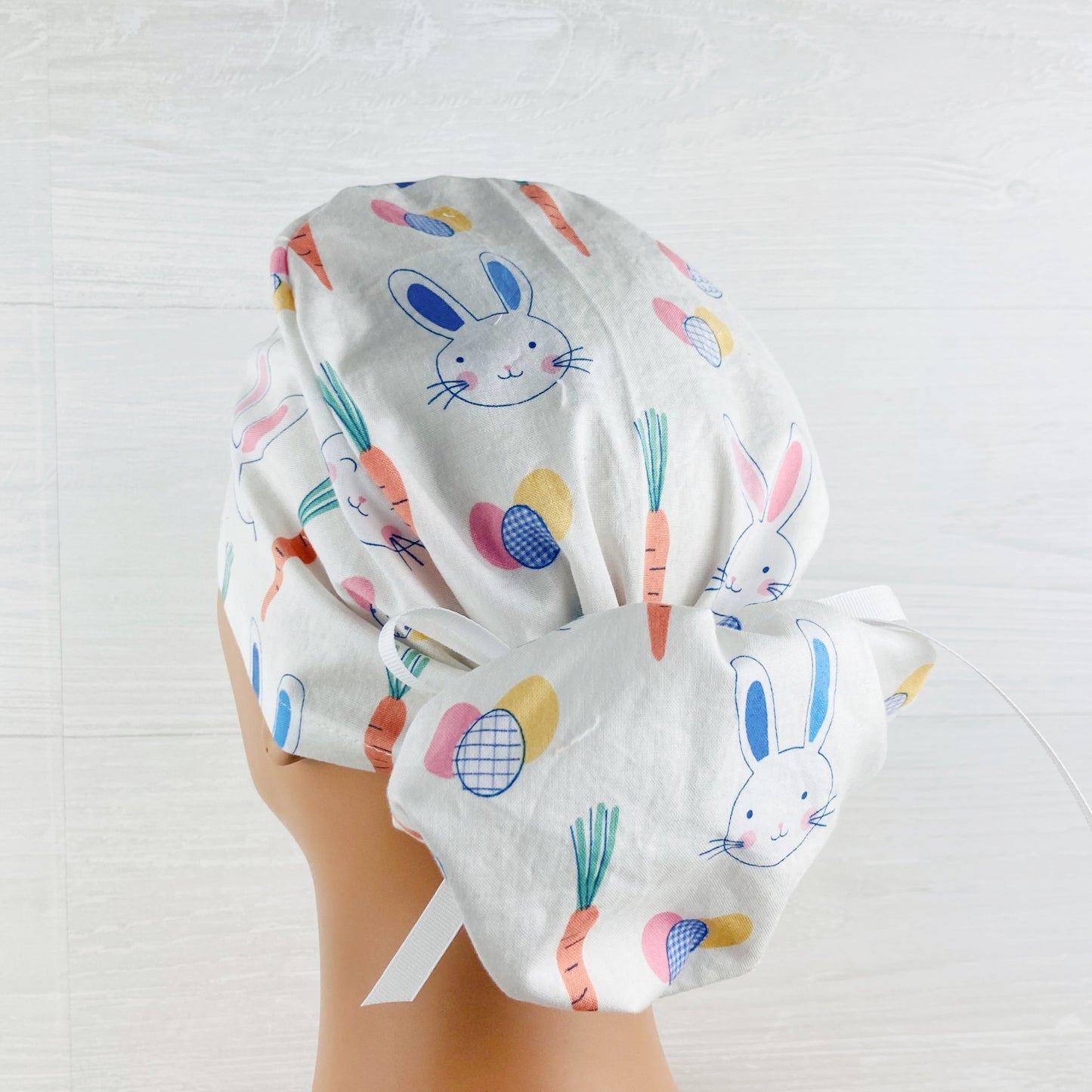 Easter Bunnies on White Ponytail Hat