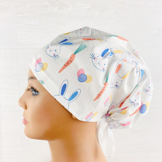 Easter Bunnies on White Women's Tieback Hat
