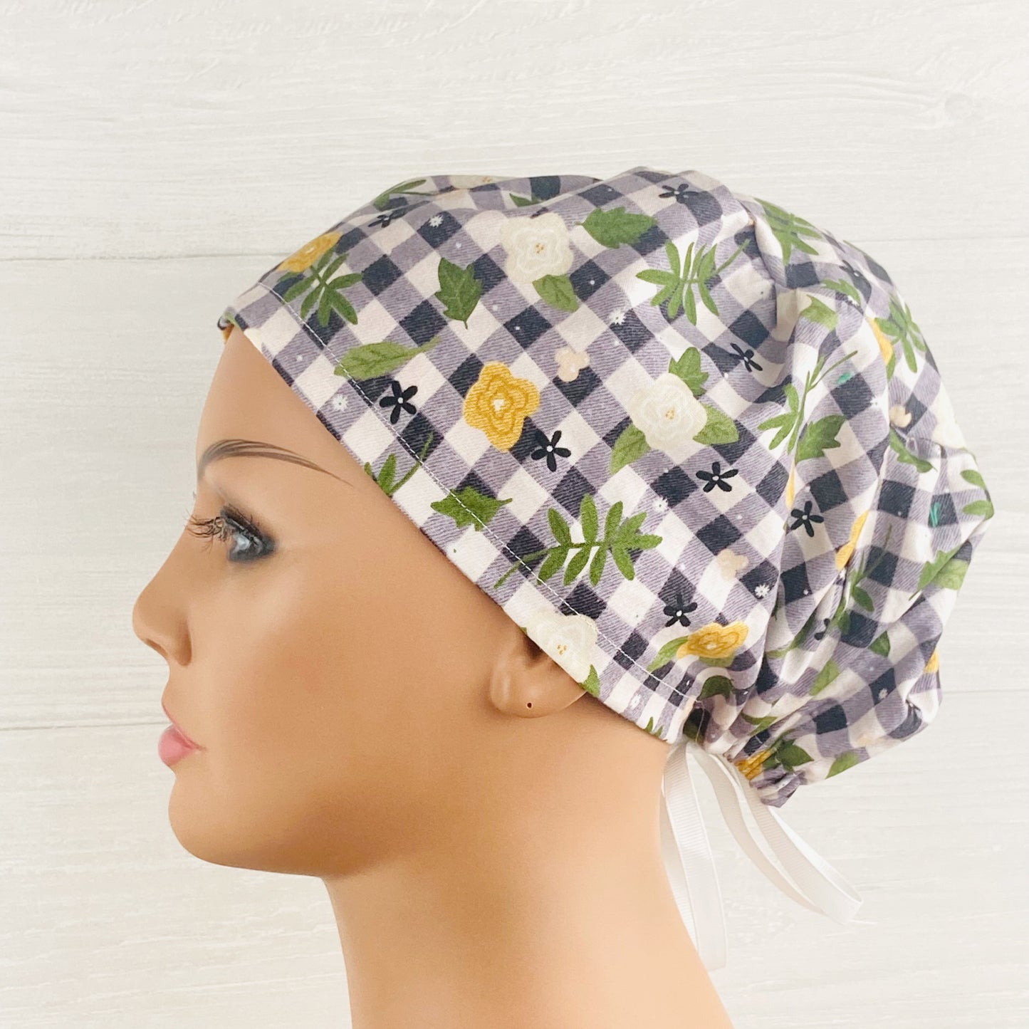 Plaid Floral Women's Tieback Hat