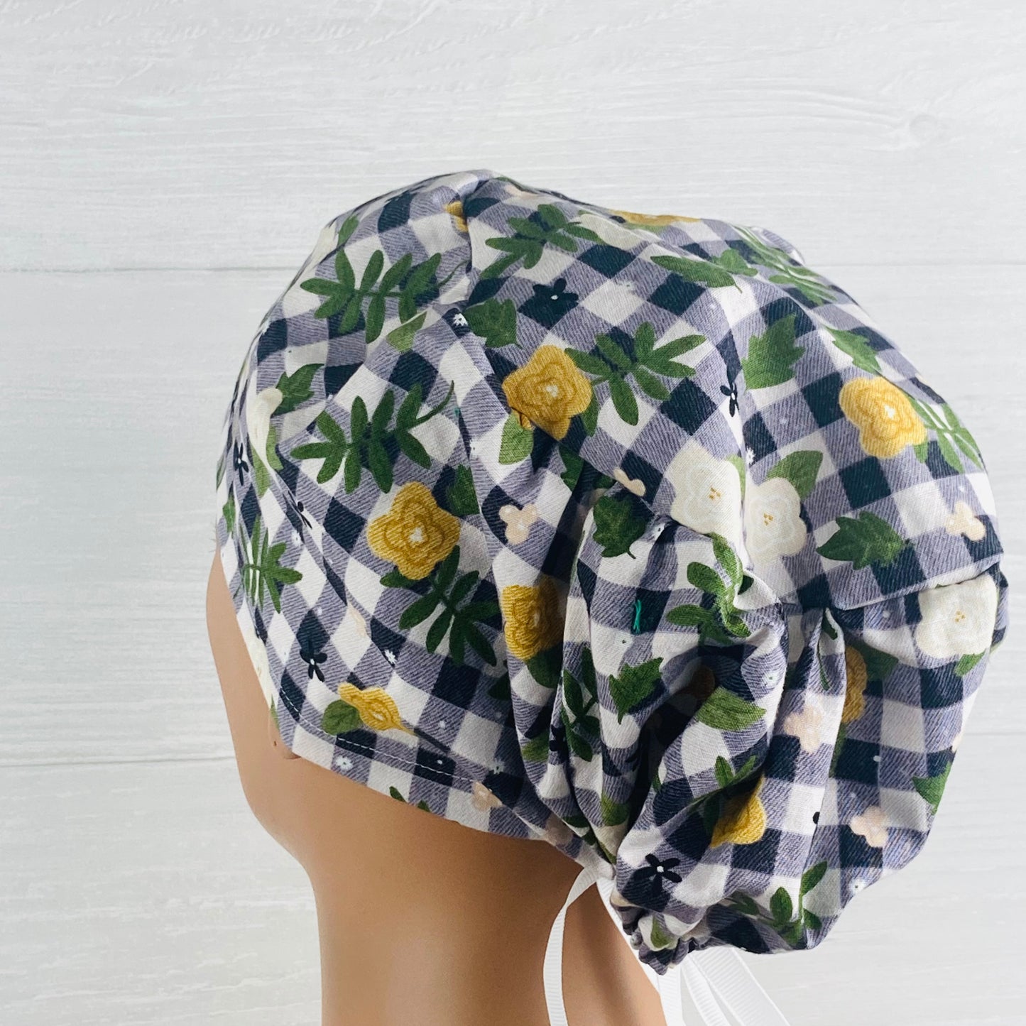 Plaid Floral Women's Tieback Hat